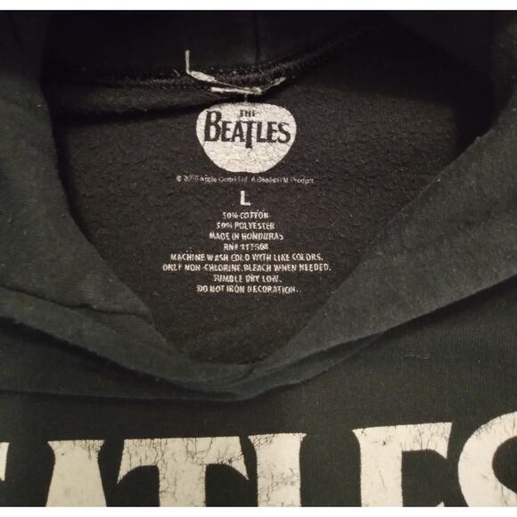 Y2K The Beatles Graphic Apple Logo Rock Band Pullover Hoodie Sweatshirt SZ L - Picture 3 of 5